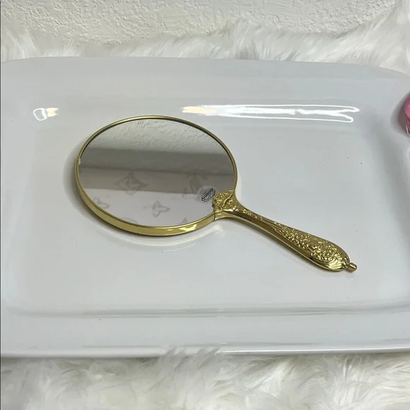 Elegant Goldtone Handheld Vanity Mirror - Picture 7 of 7
